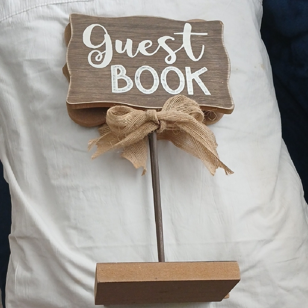 Rustic Guest Book Sign with Bow - Picture 1 of 4